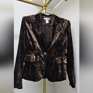 Spiegel Dark Brown Velvet Floral Blazer